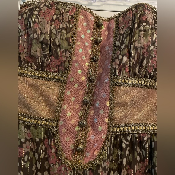 Nanette Lepore Silk Ethereal Whimsical Fairycore Boho Chic Midi Dress Size 10 - Picture 6 of 16